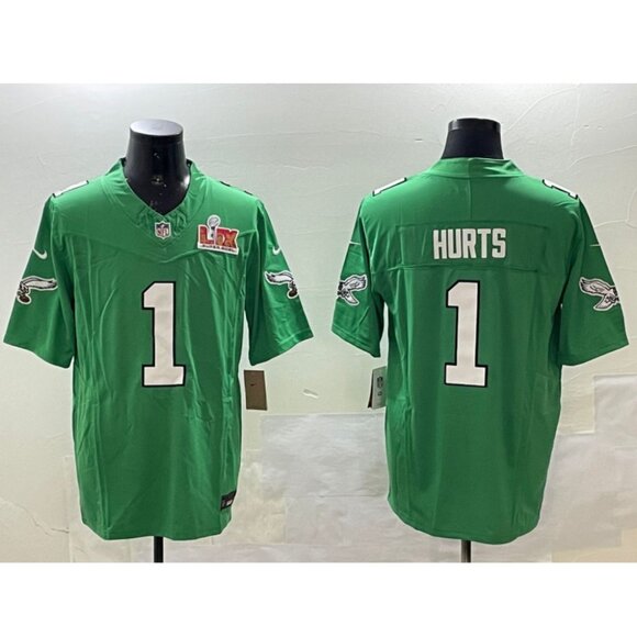 Mens Youths Kids Womens Jalen Hurts Super Bowl LIX Stitched Jersey Green Vapor